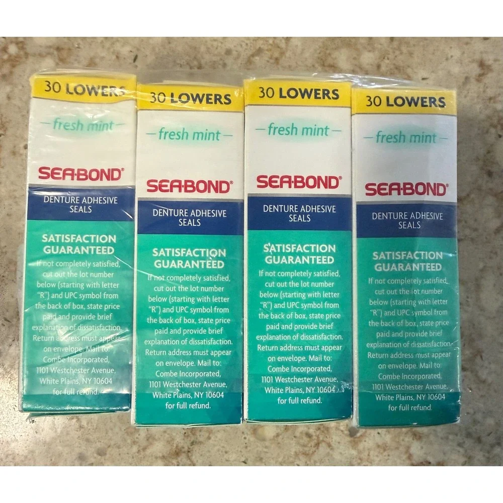 Sea-Bond Denture Adhesive Seals Lowers Fresh Mint 30ct 4-Pack 120 Total Seals